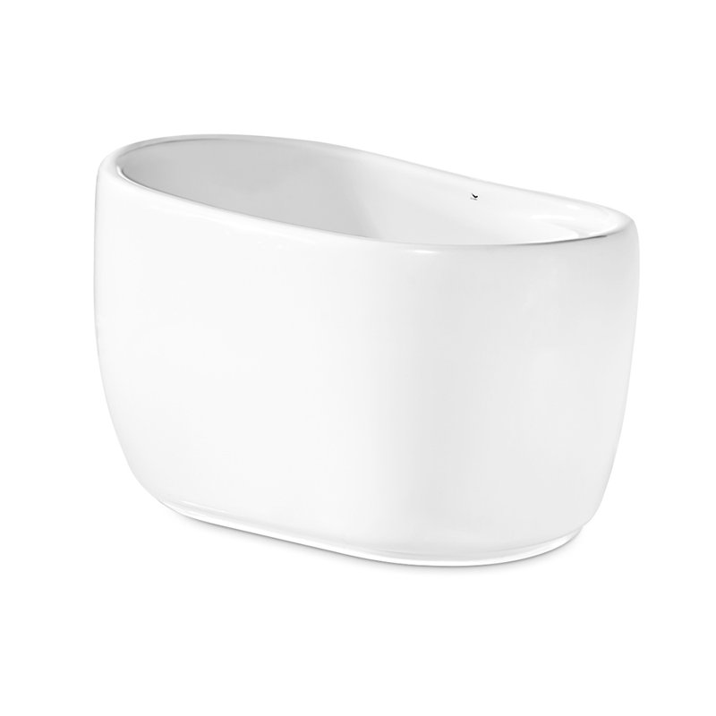 51" Streamline Freestanding Soaking Acrylic Bathtub With Drain and Bamboo Tray, Glossy White