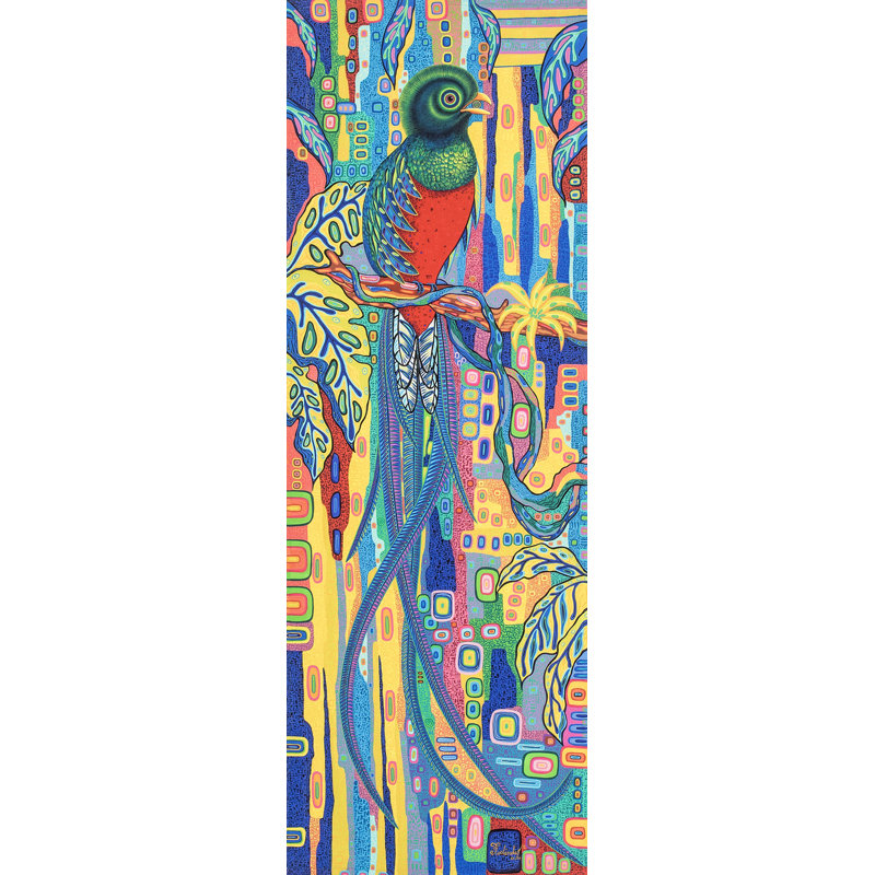 Magnifique imprimé quetzal fait à la main