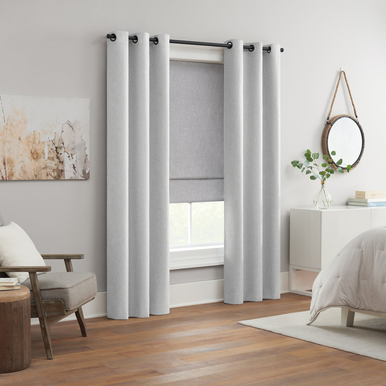 Eclipse Drew Blackout Roman Shade, 31"W x 64"L, Smoke