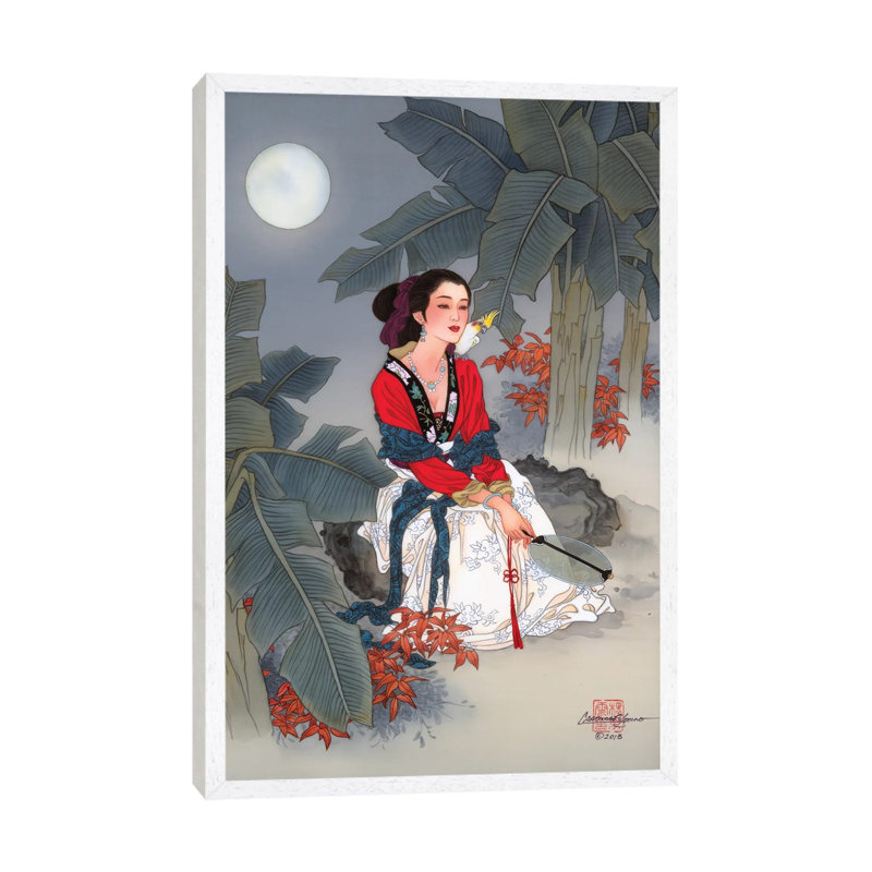 And The Parrot Sang - Painting on Canvas, White Framed, 101.6 cm H x 66.04 cm W