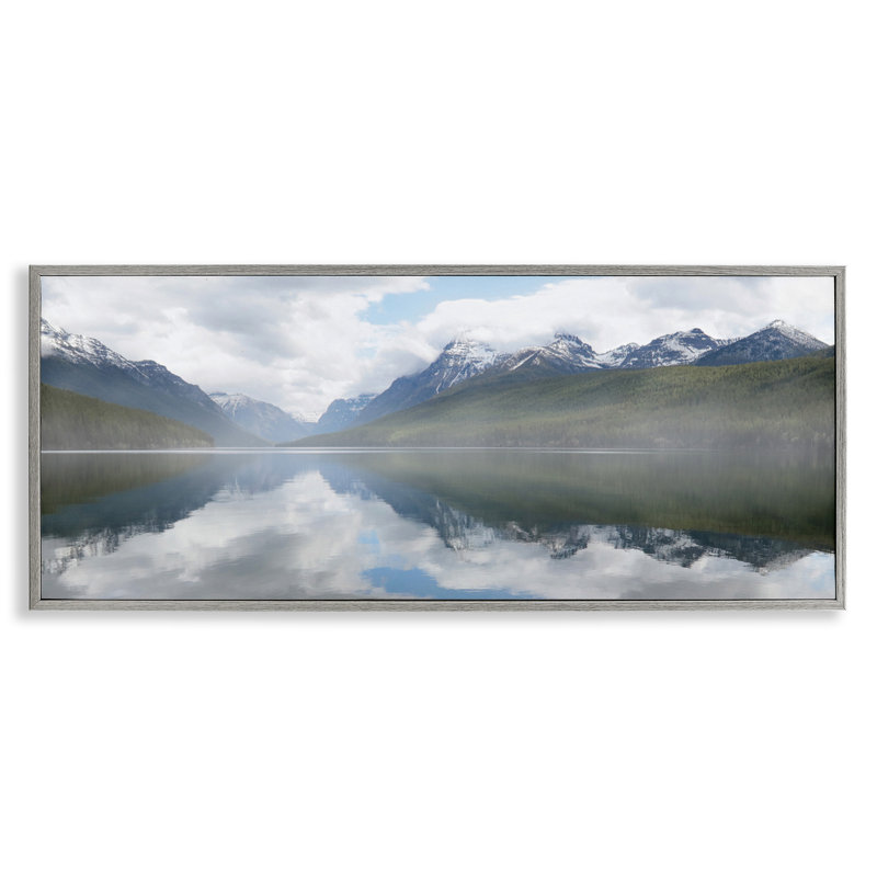 Mountain Peak Reflections Framed Giclee Art by Lori Deiter, Farmhouse Gray Framed Giclee, 10" H x 24" W