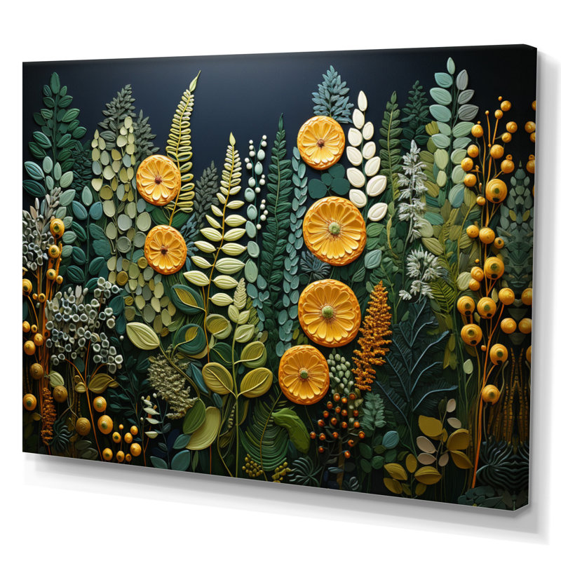 Tapisserie de fougères jaunes, plante, forêt, fougères, H 24 po x l 32 po, Toile tendue