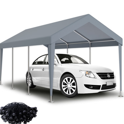 Bâche de remplacement pour abri d'auto 3,65 x 6,10 m (12 x 20 pi) - Imperméable et protectrice. 76 boucles élastiques. Matériau : polypropylène gris. Installation rapide et facile. Polyvalente pour les espaces extérieurs. Boucles de fixation sécurisées.