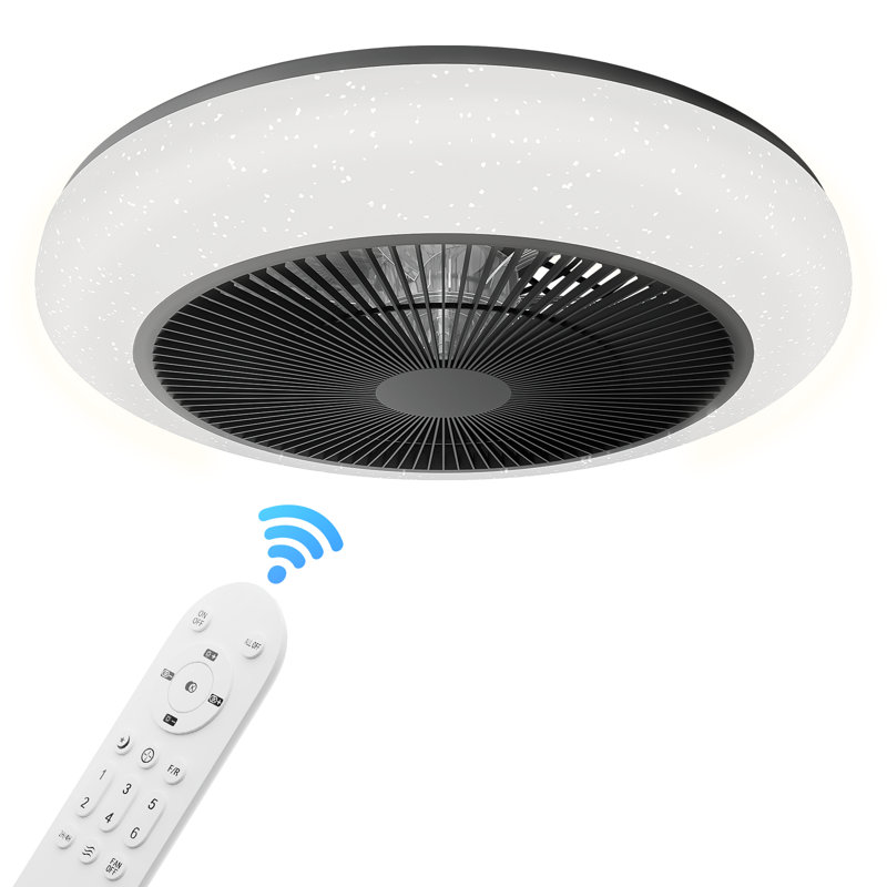 18" Low Profile Ceiling Fan with 3 Color LED, Flush Mount Reversible Ceiling Fan with Remote Control, Black