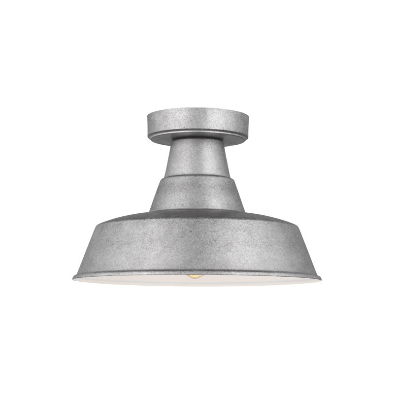 Blakeston 12'' W 1 - Bulb Outdoor Semi Flush Mount, Weathered Pewter