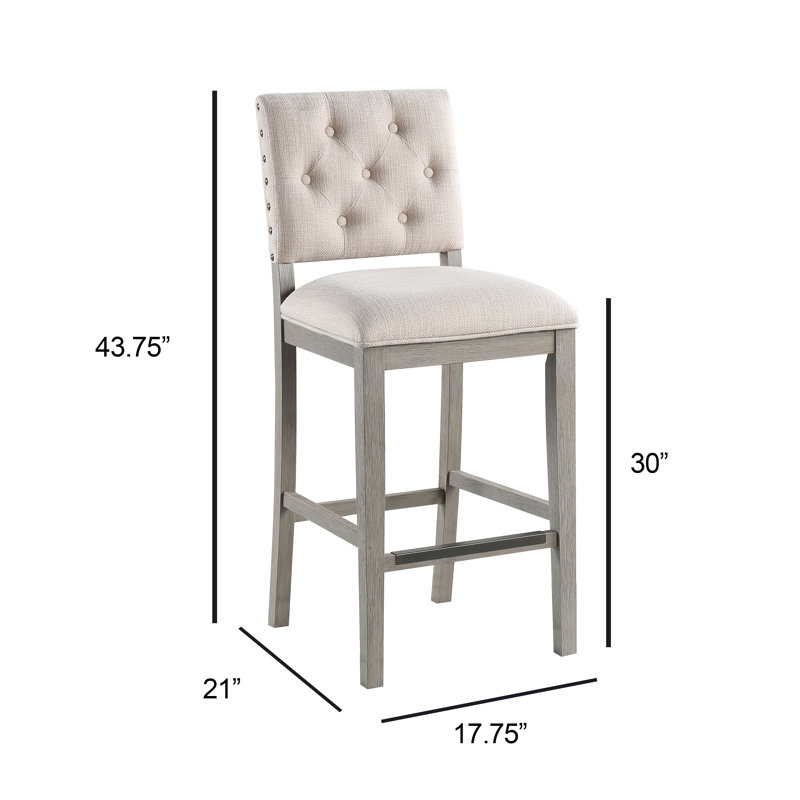 Chamness Upholstered Counter Stool with Solid Wood Frame, Bar Stool (30” Seat Height)