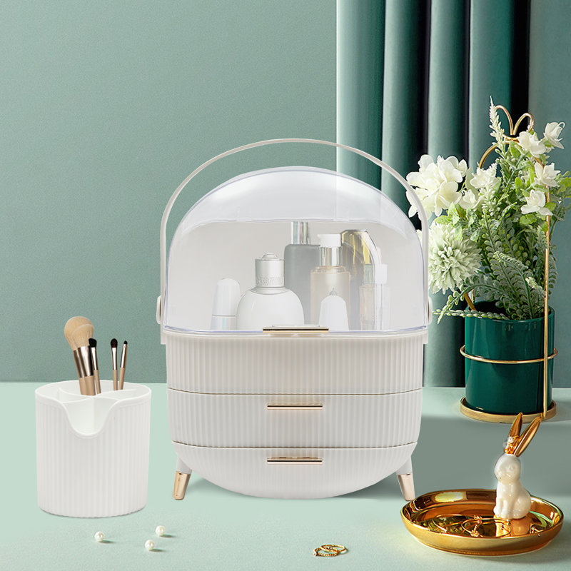 Boîte de rangement pour cosmétiques de haute qualité + porte-brosse, Blanc