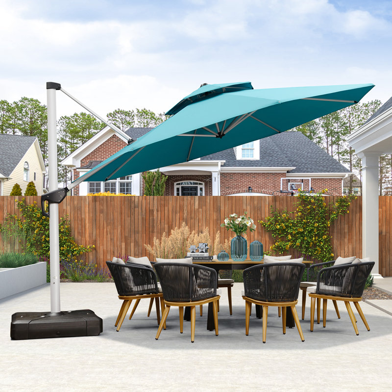 Parasol extérieur Legend avec base, Gris, H 108 po x l 156 po x P 156 po