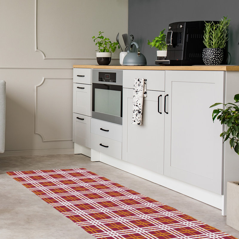 Tapis rouge à carreaux, Tapis de couloir 2 pi 6 po x 8 pi
