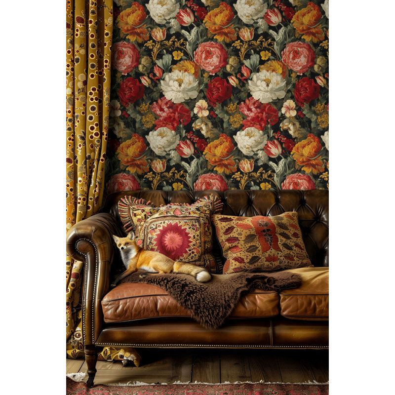 Rouleau double de papier peint à motif floral vintage