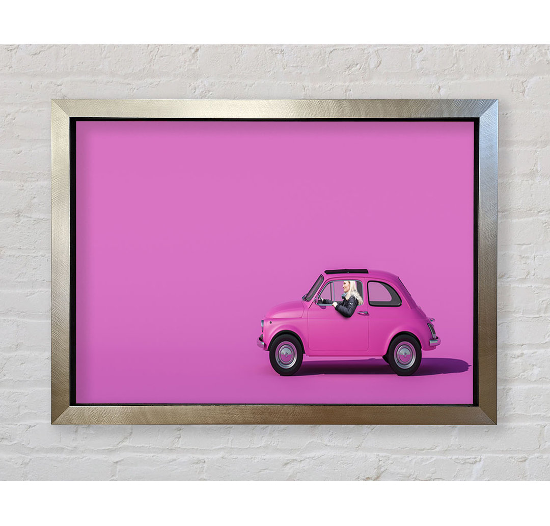 Rosa Fiat 500 Classic - Einzelner Bilderrahmen Kunstdrucke