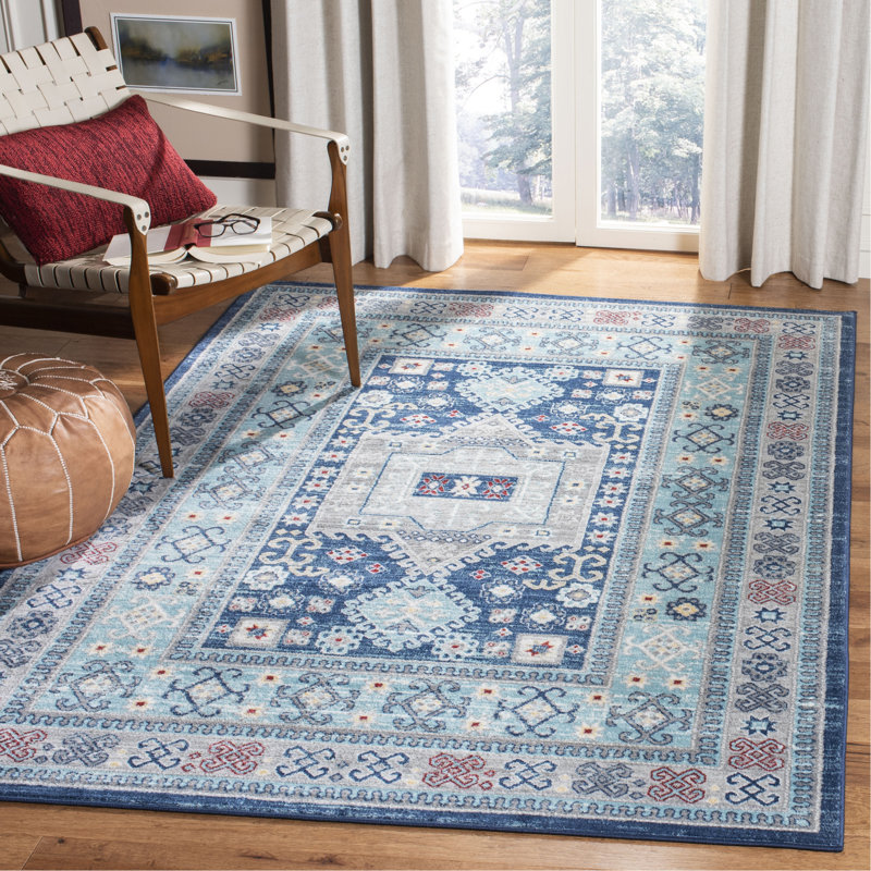 Sereno Oriental Blue/Cream Area Rug, Rectangle 5'3" x 7'6"