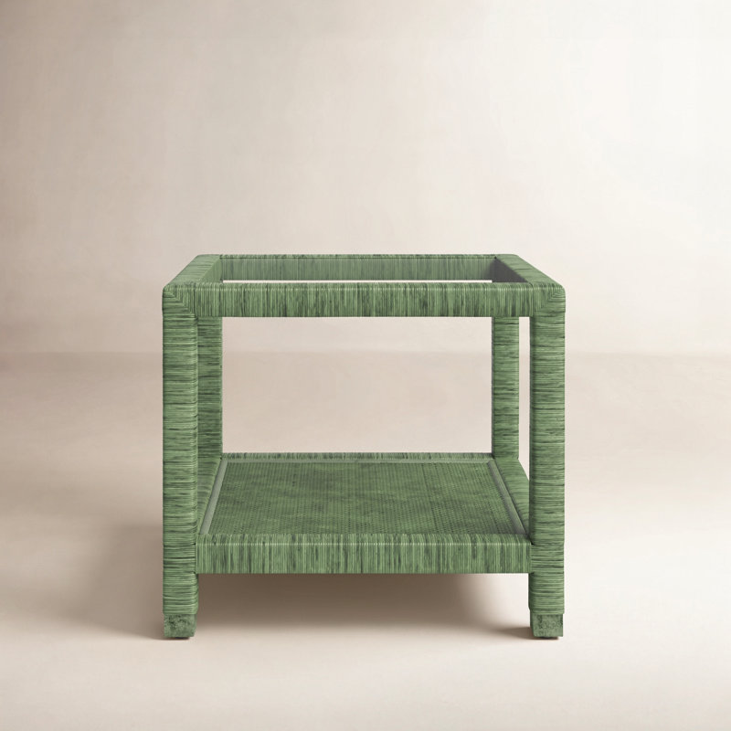 Pine Isle Glass End Table, Celery