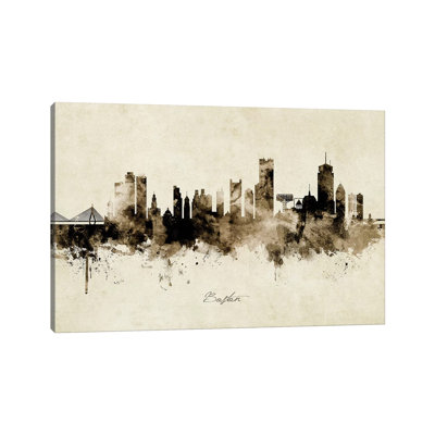 Boston Massachusetts Skyline by Michael Tompsett - Wrapped Canvas Print