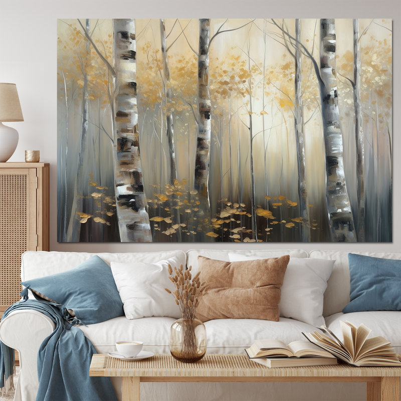 Bouleau Dense Forest IV - arbre, art mural de salon