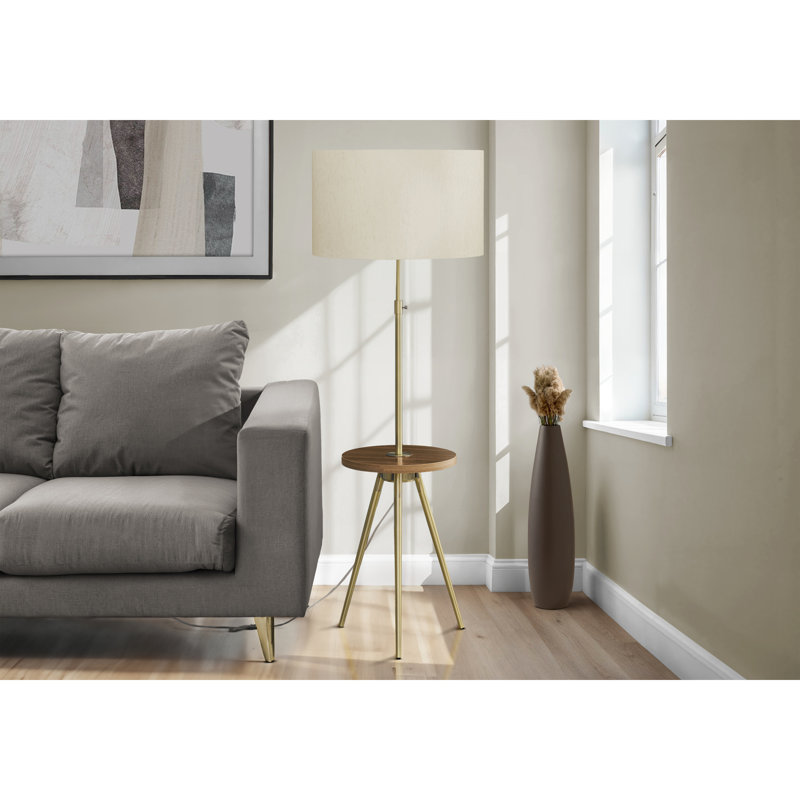 Lighting, Floor Lamp, 63"h, Gold Metal, Ivory / Cream Shade, Contemporary, Gold