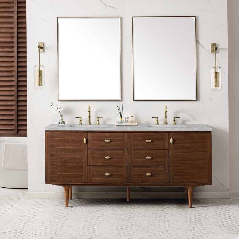 Amberly 72'' W Double Vanity, Victorian Silver