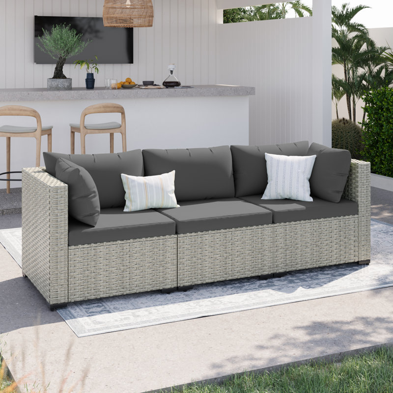 Outdoor Wicker Sectional Corner Chairs (Set of 2), Black