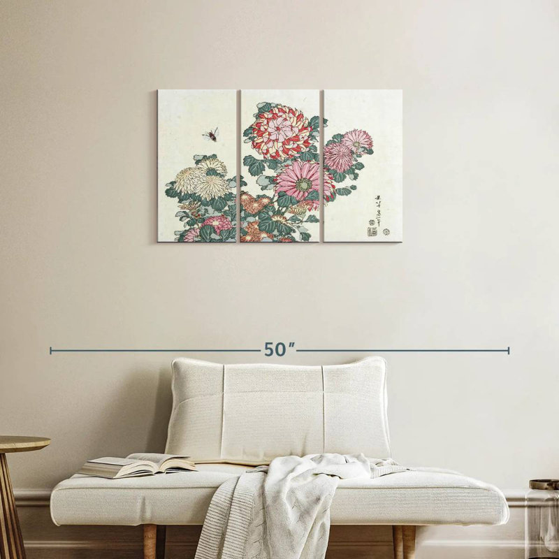 Chrysanthèmes Harnek et une abeille, H 20 po x l 33 po