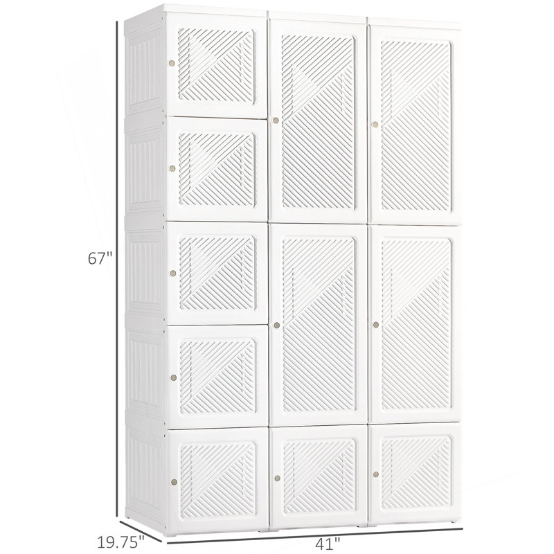 Garde-robe portable avec plusieurs compartiments et tringle pour rangement organisé