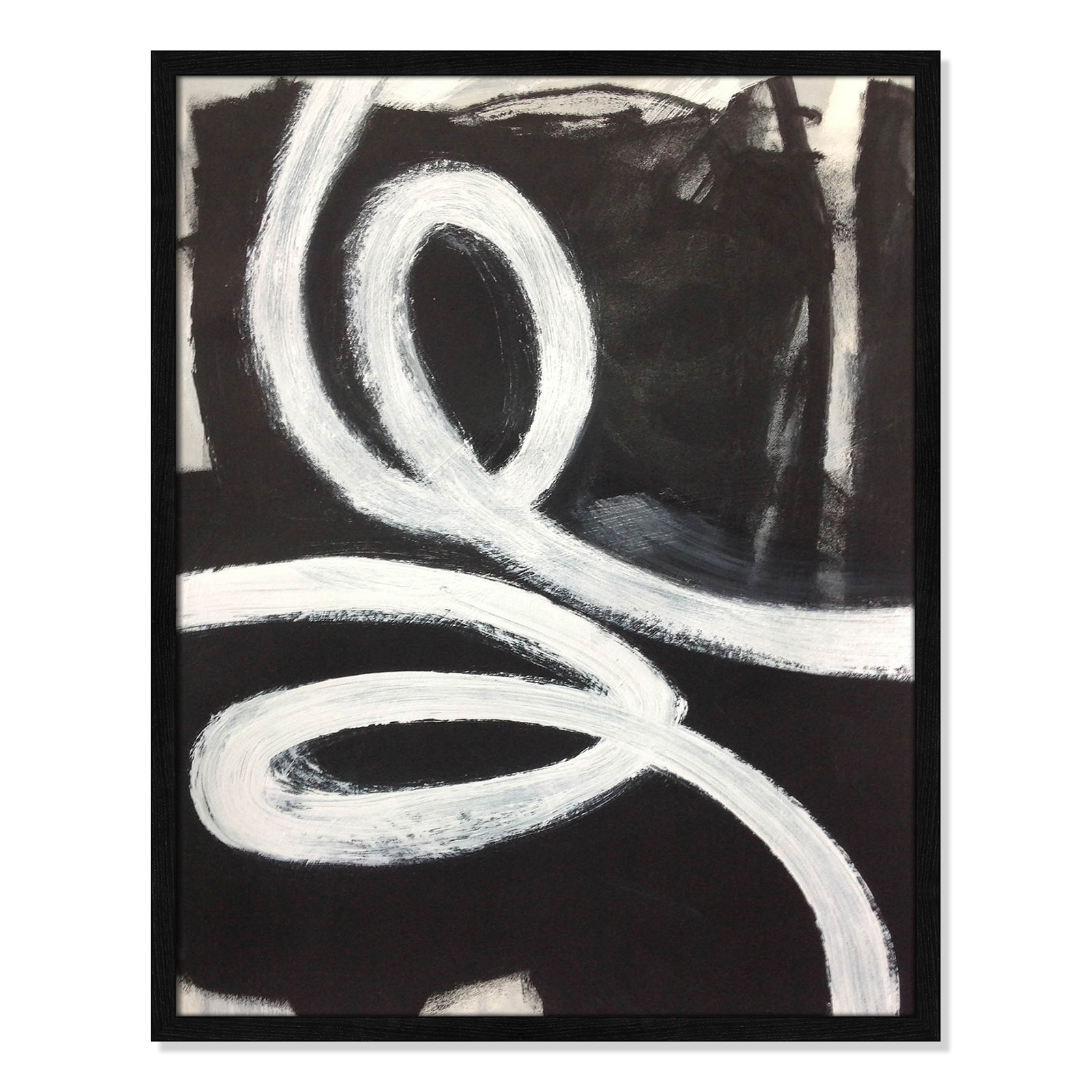 Swirly Swirls I by Casa Fine Arts, Black Slim Unmatted Picture Framed, 29.5" H x 23.5" W x 0.75" D