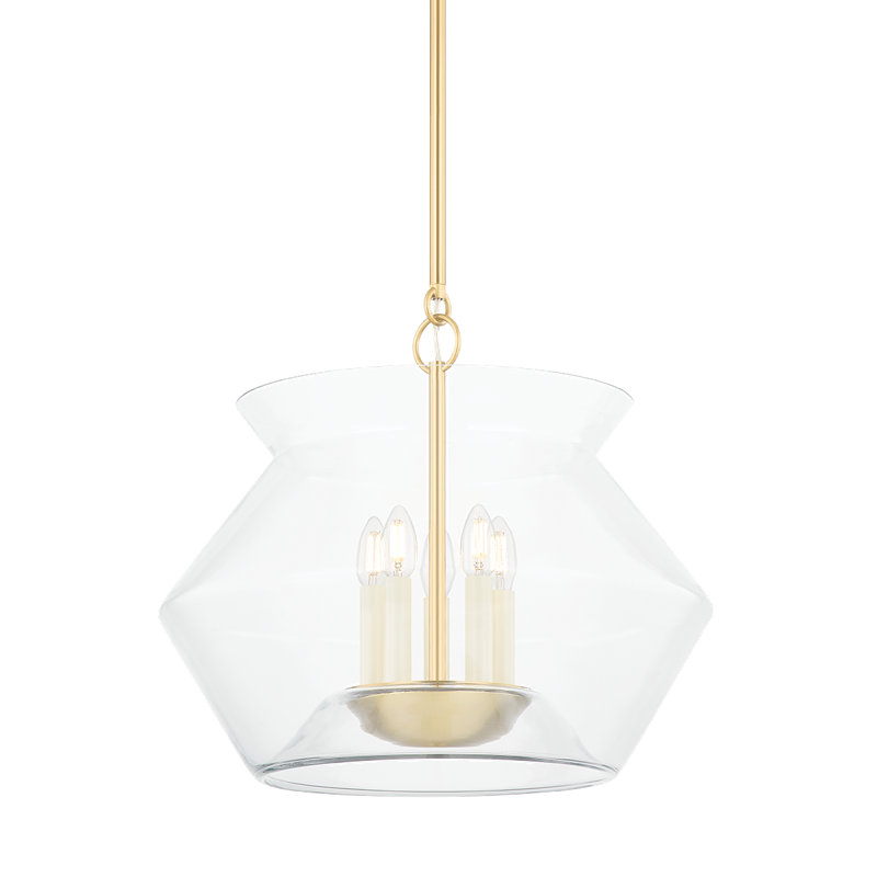 Lanterne 5 lumières Edmonton, Laiton vieilli, H 18,5 po x l 20,75 po x P 20,75 po