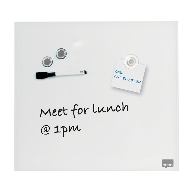 Wall Mounted Magnetic Glass Board, White, 30cm H x 30cm L