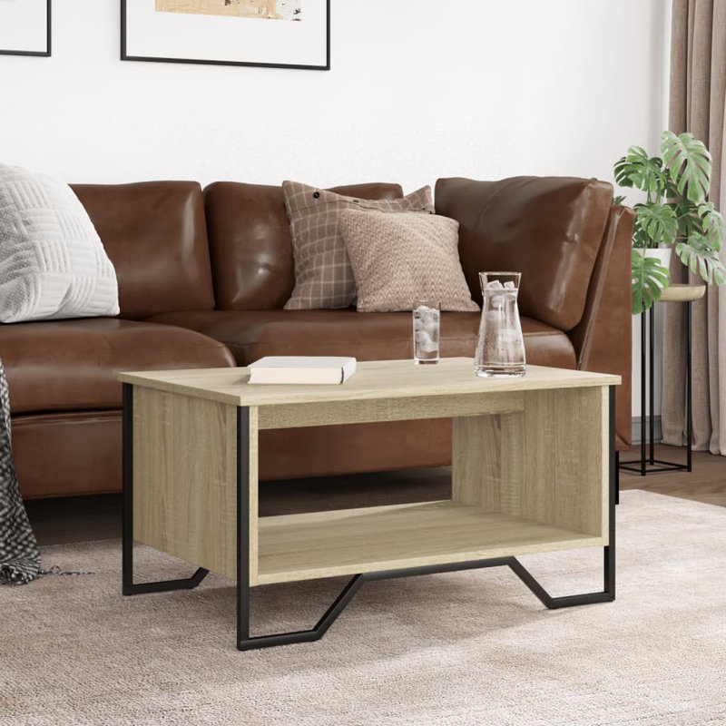 Akkie Coffee Table with Storage, Sonoma Oak/Black, Sonoma Oak, 40cm H x 75cm L x 51cm W