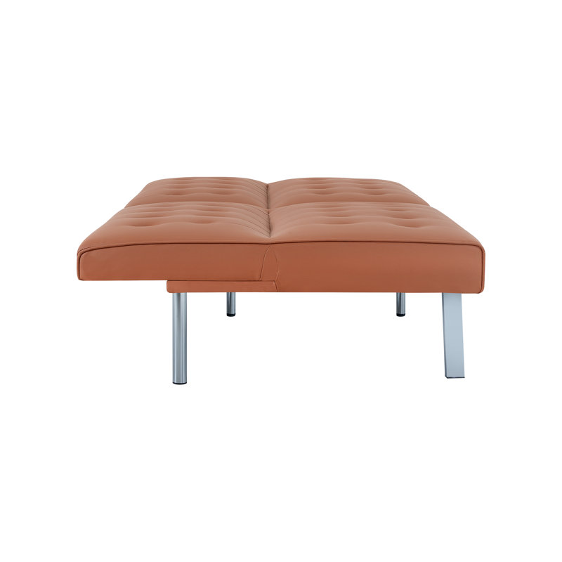 Canapé-lit futon simple de 38,6 po Dahquan, canapé-lit en similicuir, canapé-lit futon convertible avec pieds en métal