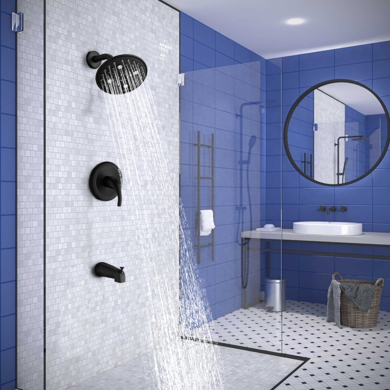 Robinet de douche et bec de baignoire noir mat