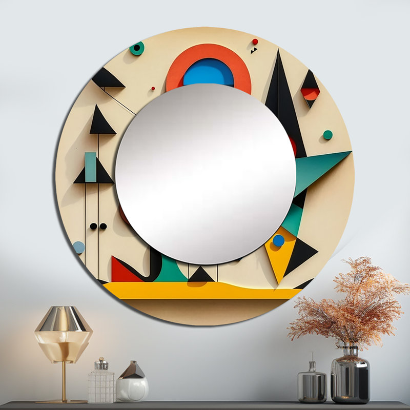 Reproduction de miroir mural géométrique unique, l, 36 po x 36 po