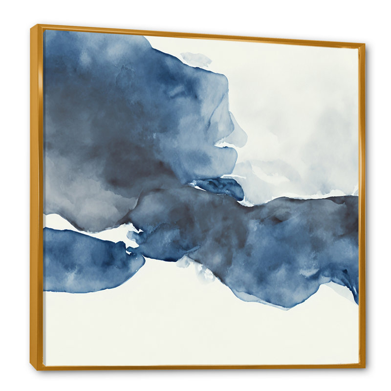 «Imperial Blue Solitude V», reproduction sur toile, L 30 po x H 30 po, Toile avec cadre flottant or