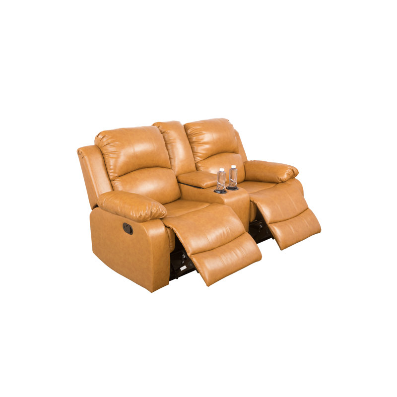 Fauteuil inclinable manuel en simili cuir Dokkum, Similicuir gingembre