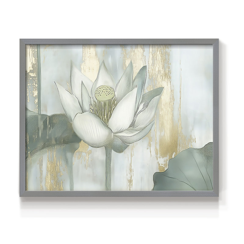 Floral Series-LXII -Framed Print - Restickable, H 8 po x l 10 po, Gris