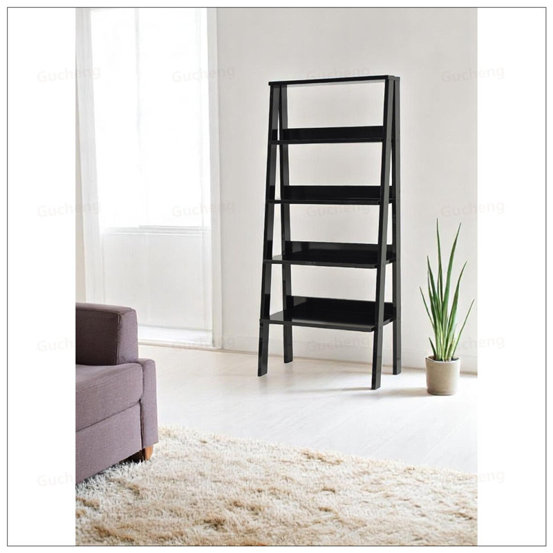 5 Tier Modern Ladder Bookshelf Organizers, Sturdy Wood Frame For Storage And Display
