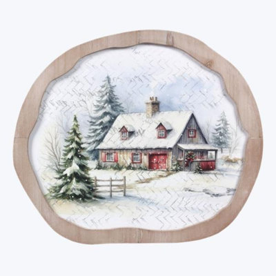 Wood Christmas Winter Scene Wall Art-2pcs