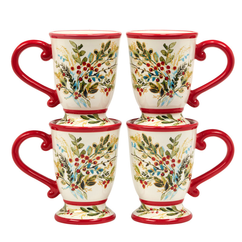 Christmas Gatherings Set of 4 Mugs 18 oz