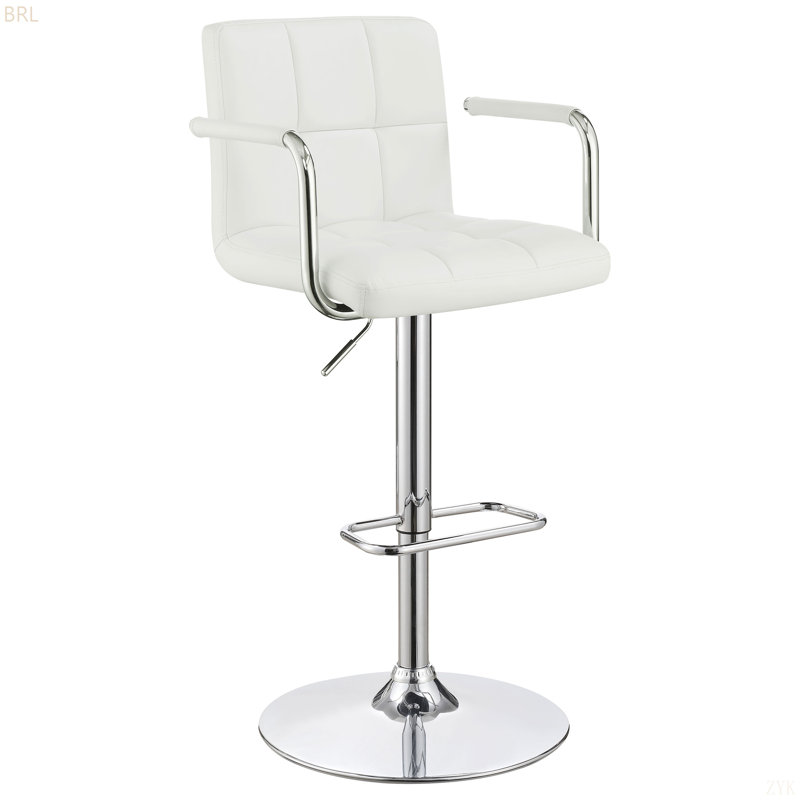 White Adjustable Height Bar Stool And Chrome