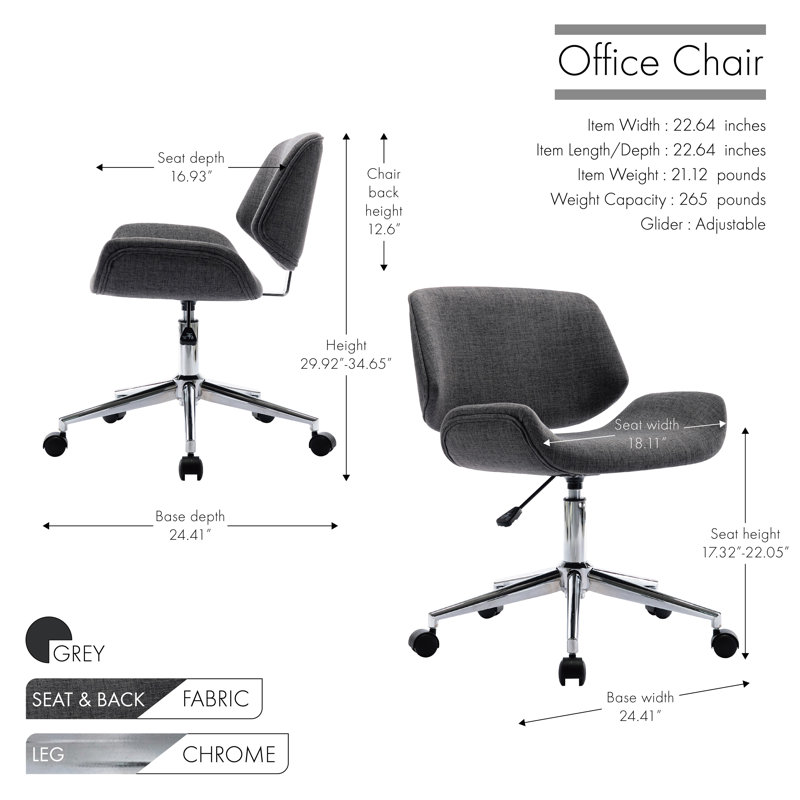 Chaise de bureau Amaka, Gris