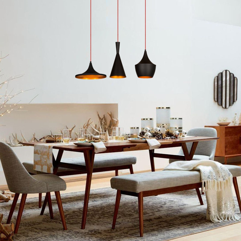 Linda 3 - Light Black/Gold Kitchen Island Pendant