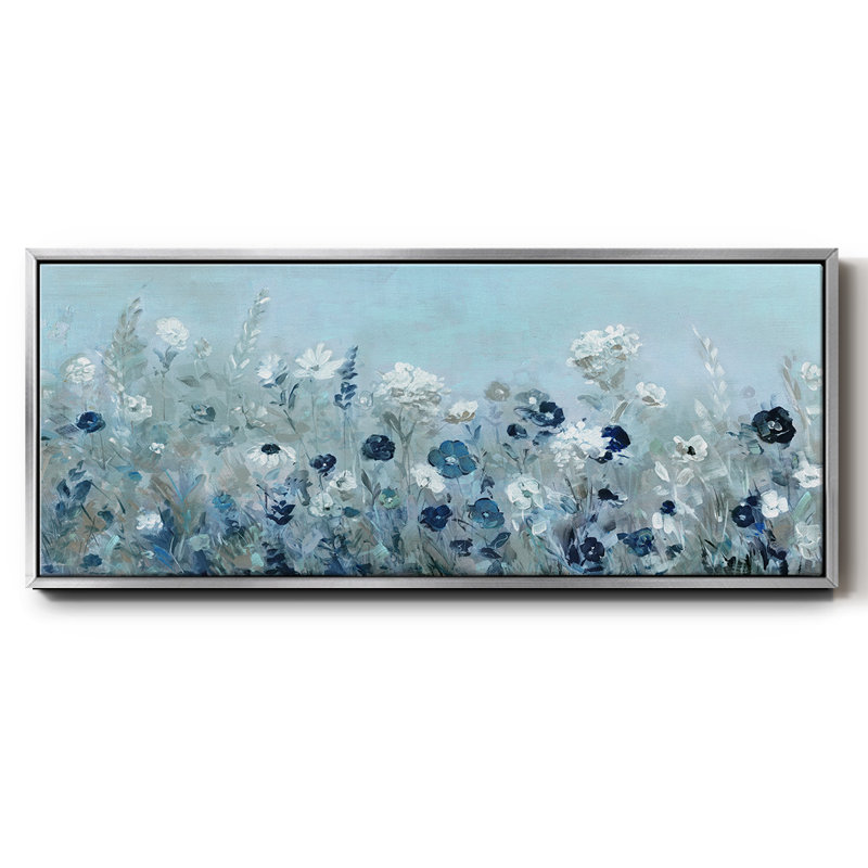 Teal Light Garden- Framed Canvas, 20" H x 50" W