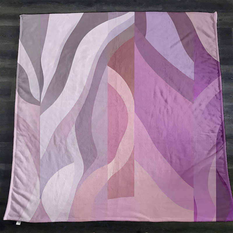 Throw Blanket, 51" W x 60" L, Abstract, Pink/Gray
