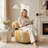 2-Pieces Zebra Strips Accent Chair With Cylindrical Back Chenille Upholstered Cozy Chair With Wood Frame Cute Chair For Living Room, Bedroom-123044673