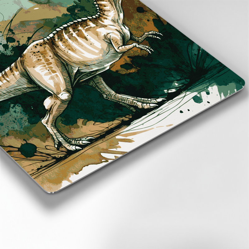 «Dinosaur Compsognathus», art mural en métal vert, H 32 po x l 32 po