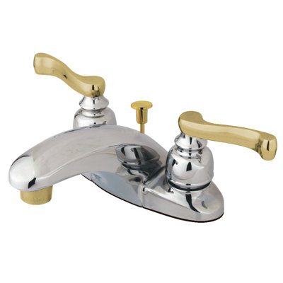 Kingston Brass Royale Two-Handle 3-Hole Deck Mount 4" Centerset Bathroom Faucet with Plastic Pop-Up