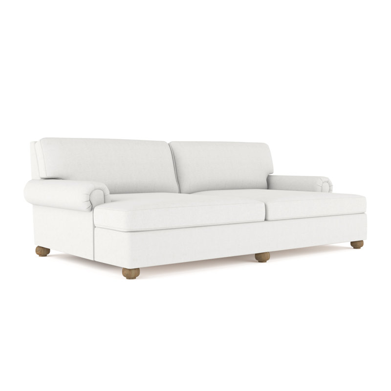 Leroy Rolled Panel-Arm Daybed with Bun Feet, Plush Velvet Oyster, Weathered
