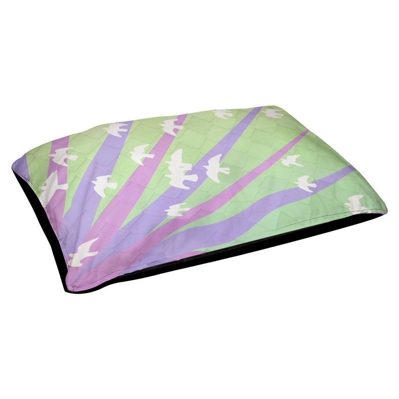 Coussin stylisés d’oiseaux et de soleil Burien, L 32,5 po x l 42,5 po, Mauve / vert / noir