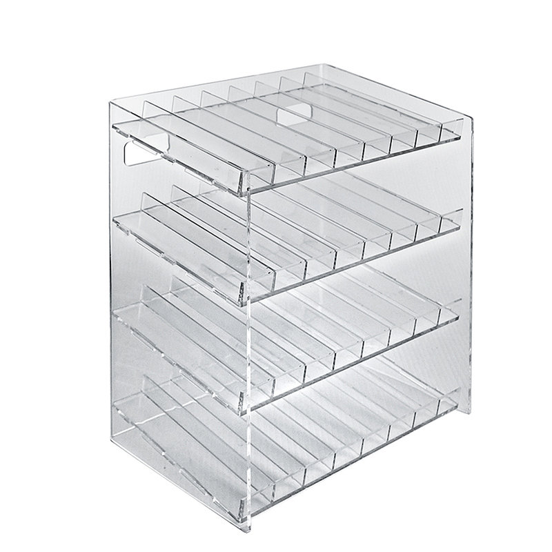 Clear Acrylic Four-Tier Display Rack with 32 Compartments