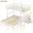 Twin over Full Bunk Bed with Built-In Desk & 3 Drawers, Solid Wood, White