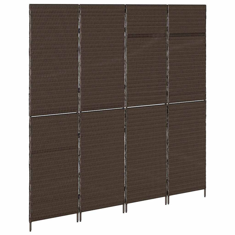 4 - Panel Folding Room Divider, 180cm H x 195cm W x 0.16cm D, Brown
